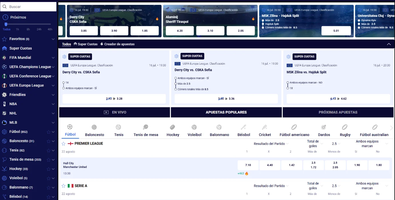 Frumzi Casino apuestas deportivas con supercuotas, próximos partidos y mercados de fútbol